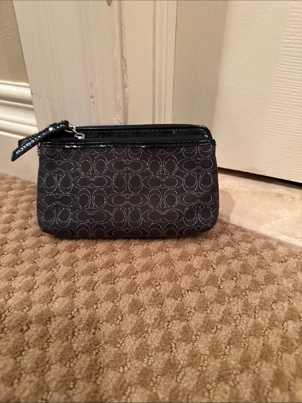 Coach Black Signature Small Zip Pouch